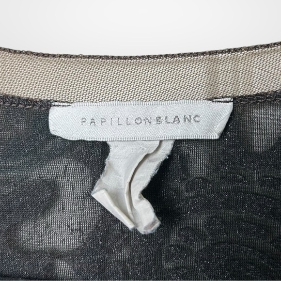 Papillon Blanc Y2K Sheer & Velour Long Sleeve Top XL - Picture 5 of 5